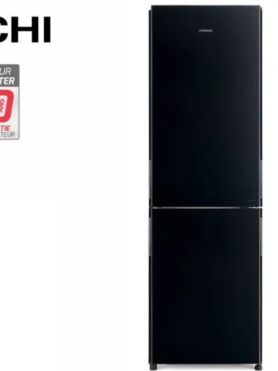 Réfrigérateur Combiné 2 Portes 330L Verre Noir Hitachi (RBG411PRU0)