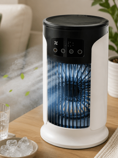 Rafraîchisseur d’Air 3-en-1 6 Vitesses – Ventilateur Mobile avec Veilleuse LED