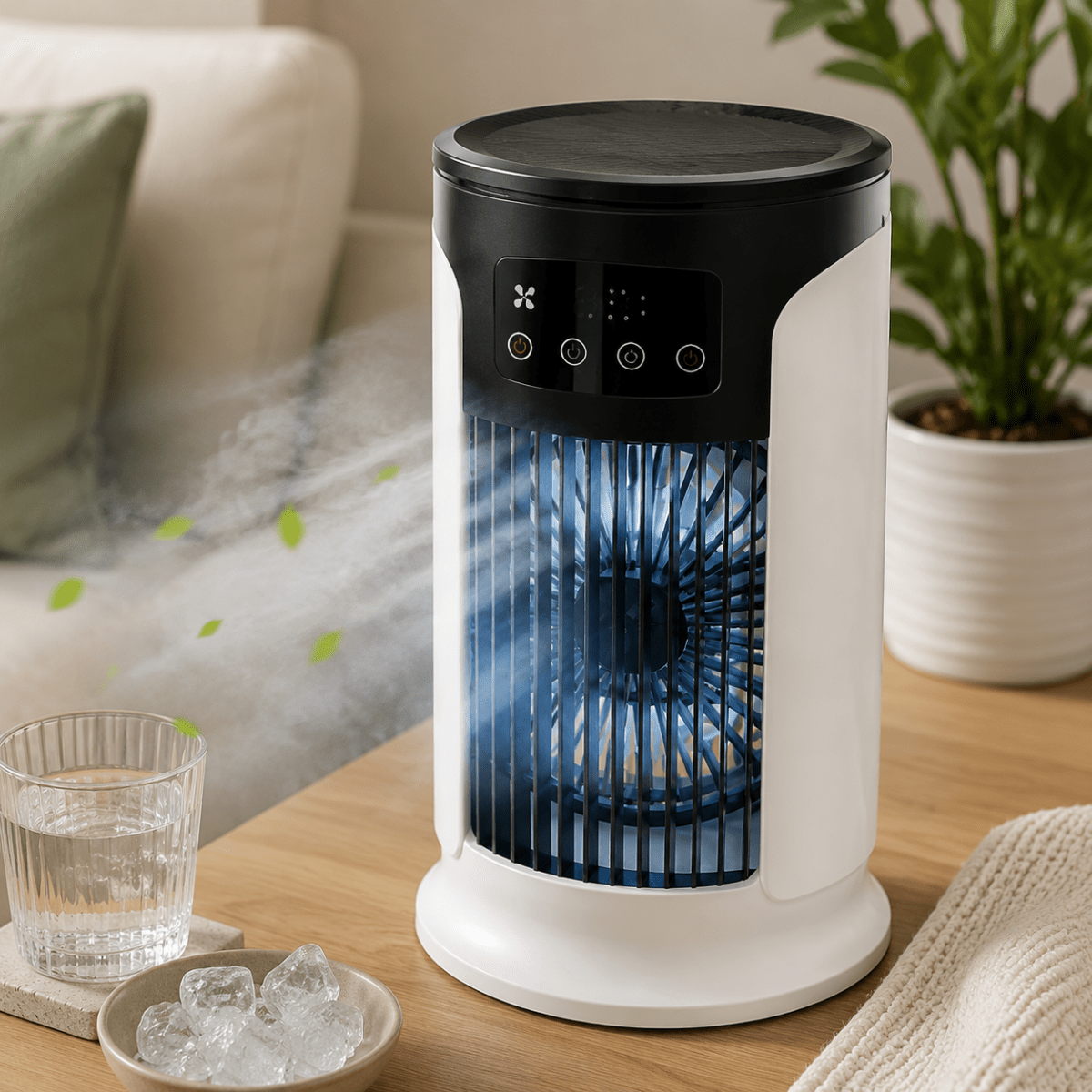 Rafraîchisseur d’Air 3-en-1 6 Vitesses – Ventilateur Mobile avec Veilleuse LED