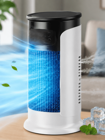 Rafraîchisseur d’Air Évaporatif Portable 6 Vitesses – Ventilateur Silencieux Bureau & Chambre