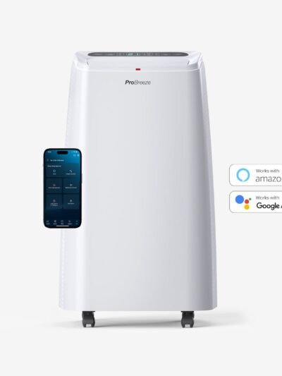 Climatiseur portable 4-en-1 de 12 000 BTU, chauffage avec fonction de déshumidification – Application Wifi intelligente