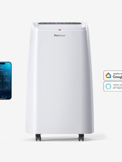 Climatiseur portable 4-en-1 de 12 000 BTU, chauffage avec fonction de déshumidification – Application Wifi intelligente