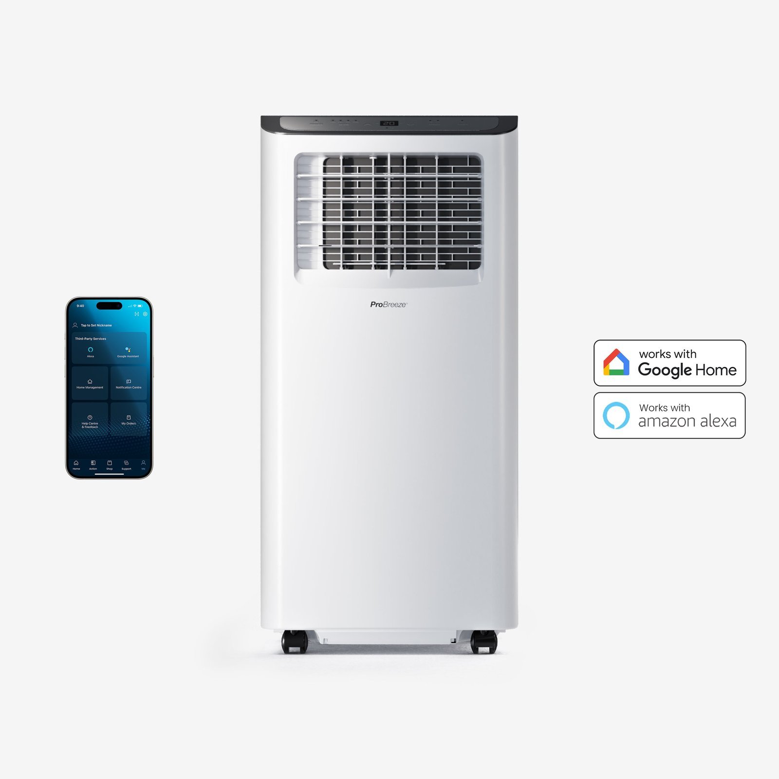Climatiseur portable 3-en-1 de 9000 BTU avec fonction de déshumidification – Application Wifi intelligente