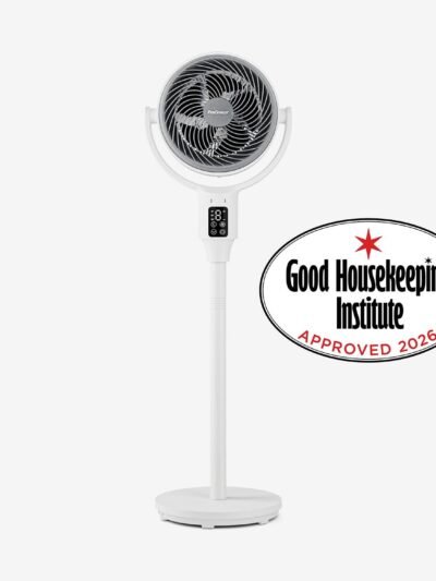 AirFlo™ Ventilateur sur pied hybride 43″ – Circulateur d’air ultra-silencieux – Blanc/Gris
