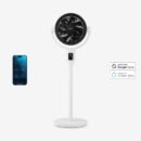 AirFlo Plus™ Ventilateur sur pied hybride intelligent 44″ – Circulateur d’air ultra-silencieux – Blanc/Noir