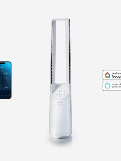 Ventilateur colonne sans pales 40″ avec contrôle par application intelligente – Blanc
