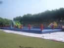 Parc aquatique mobile avec toboggans sur le thème des animaux et piscine carrée de 25 m — WP41