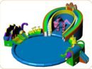 Parc aquatique gonflable mobile avec grands toboggans et piscine ronde — WP75