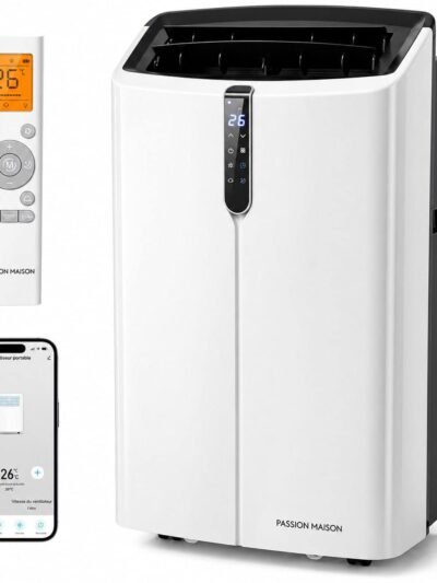 Climatiseur Mobile Réversible 14000 BTU Passion Maison Polar 14 – Wi-Fi, 5-en-1, Chauffage, Déshumidificateur & Kit Fenêtre